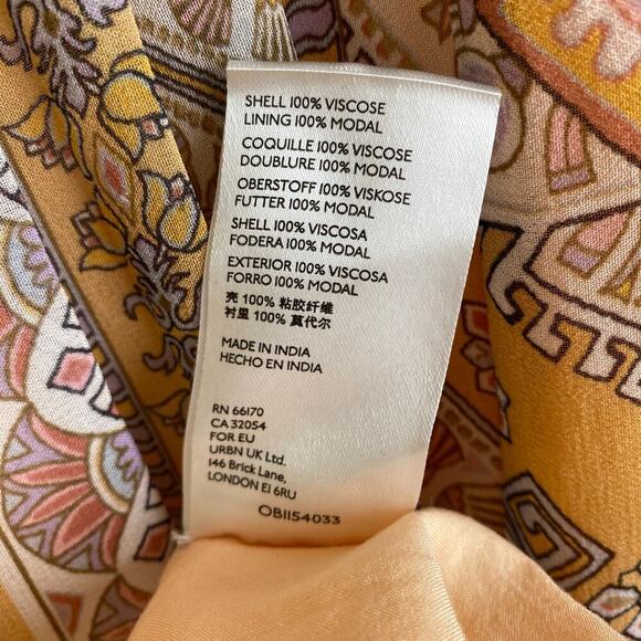 Anthropologie Calida Maxi Dress Size 4P Dark Yellow Print Festival Boho Vacation - Picture 12 of 14